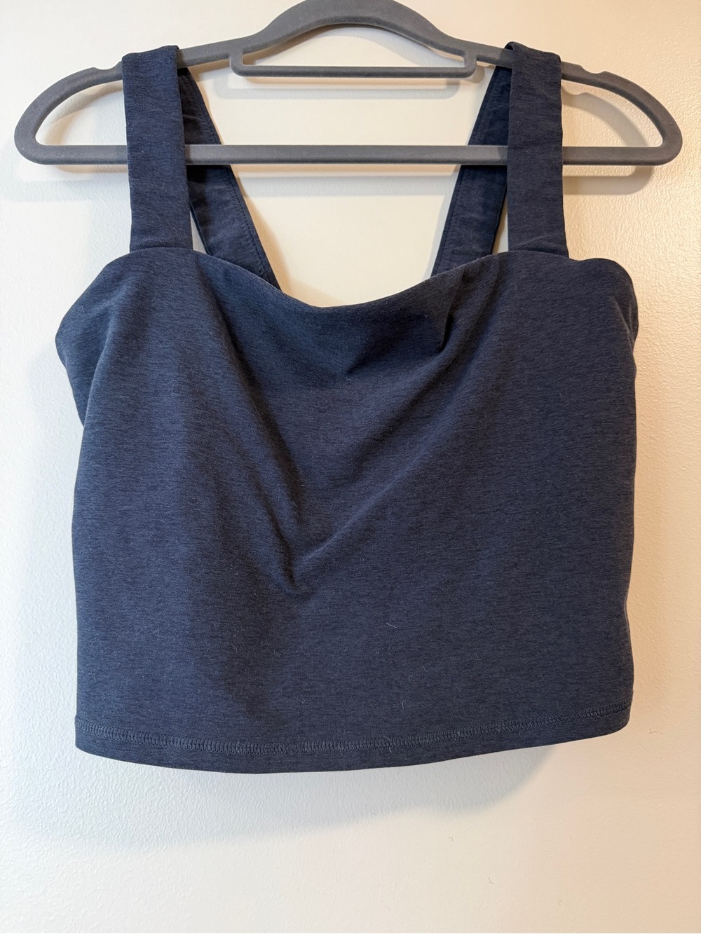 Vuori Square-Neck Crop Tank in Navy Blue